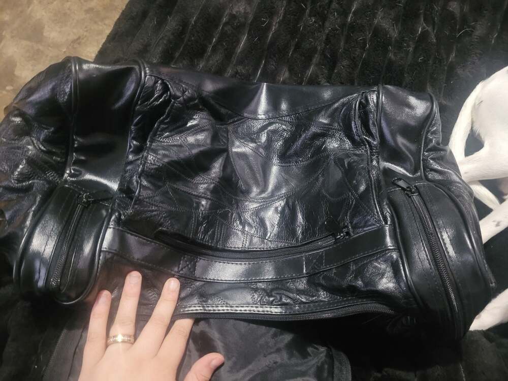 Unbranded Black Leather Patchwork Weekender Duffel Travel Bag